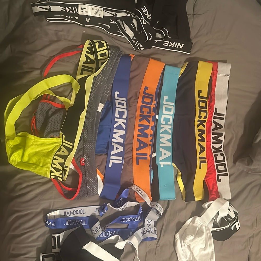 13 pair of men’s underwear, new without tags, jock straps and briefs XXL